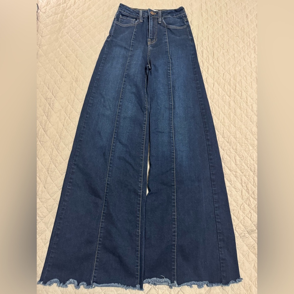 High-Rise Wide Leg Jeans in Deep Indigo - Women's Flare Denim